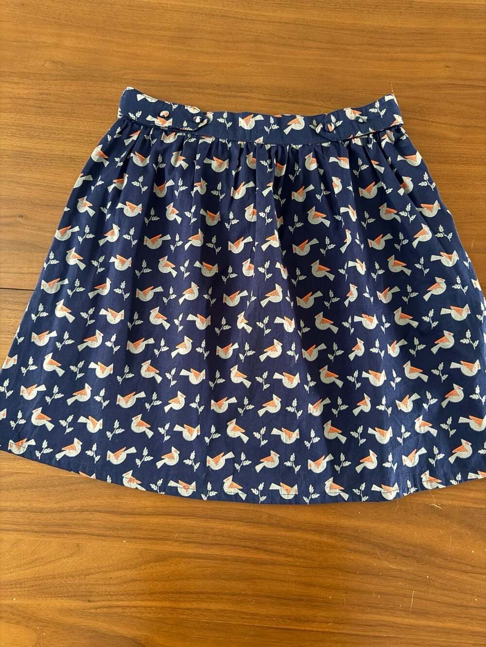 Mata Traders Bird Print Cotton Skirt Size M - Fair Trade, Indie, cottagecore